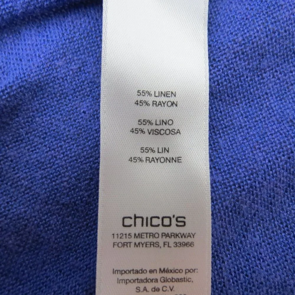 CHICO'S Women's Purple Open-Front Sabrina Layering Cardigan 2 Linen Rayon Blend - Picture 8 of 10